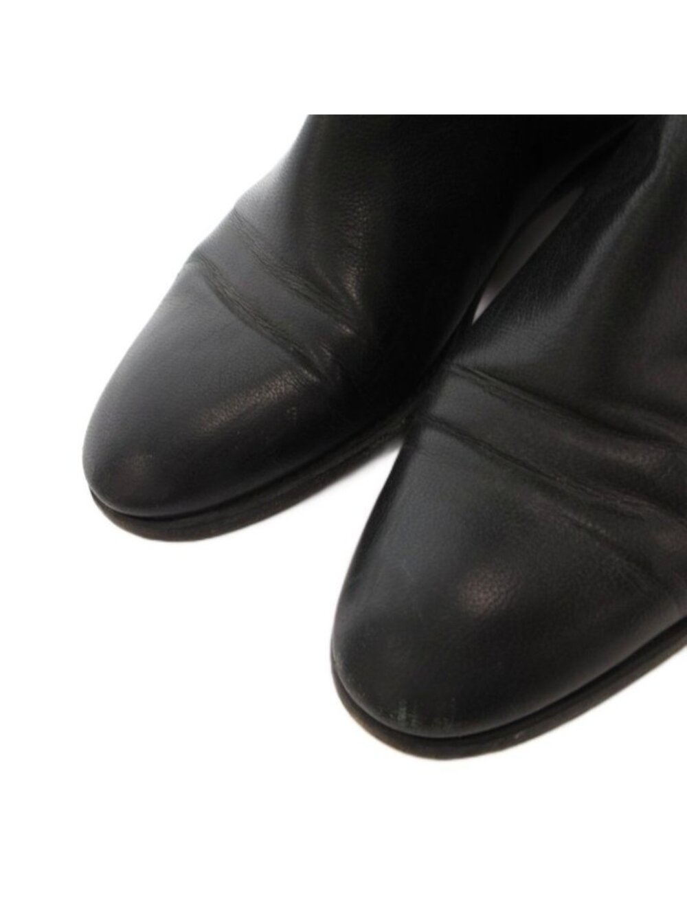 Saint Laurent Yves Side Gore Boots Long Leather 36 Black Heel - Picture 3 of 9